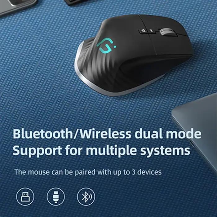 Souris ergonomique sans fil 2.4G RGB Bluetooth rechargeable pour jeux sur ordinateur et usage bureautique - Design confortable