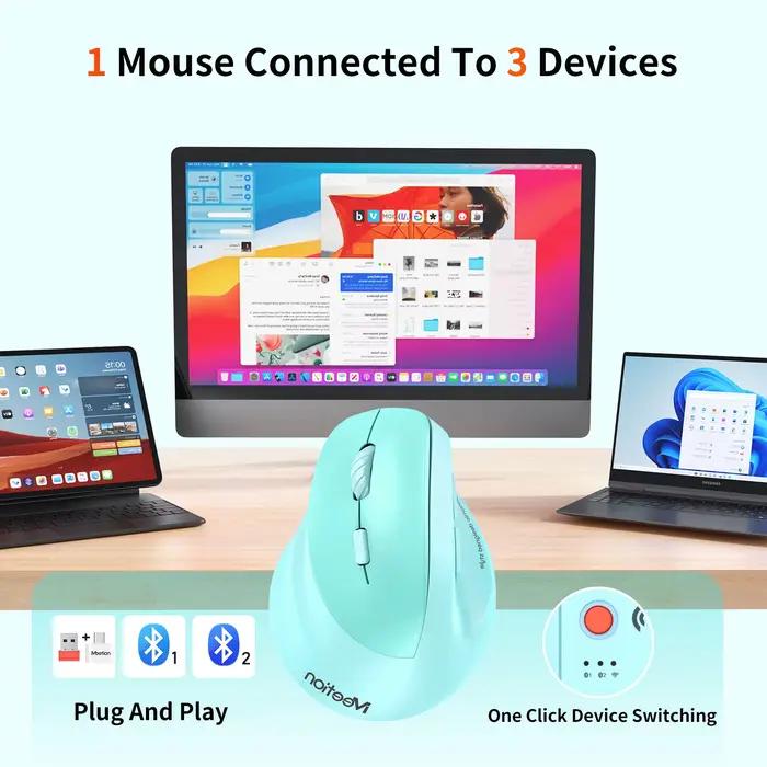 Main gauche sans fil 2.4G Bluetooth souris double mode conception ergonomique verticale éclairage rvb Rechargeable 2400 DPI utilisation au bureau Mause