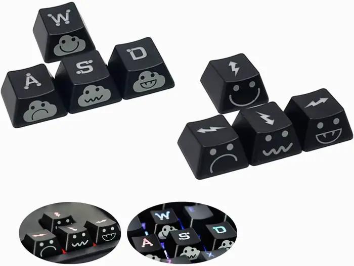 Capuchons de touches Emo mignons design emoji personnalisables pour clavier mécanique rétroéclairage compatible avec WASD et touches de direction occasions spéciales
