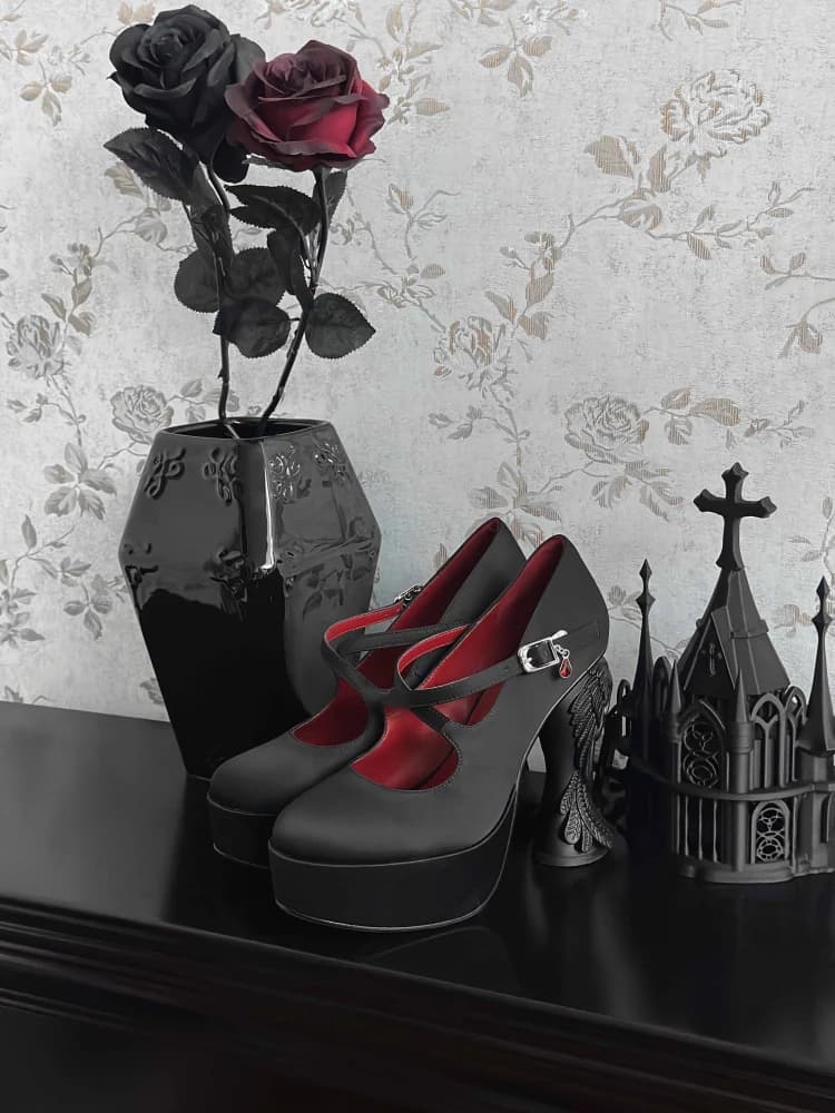 Gururu Original Style gothique ailes d'ange foncé talons extraterrestres mode japonaise talons rétro