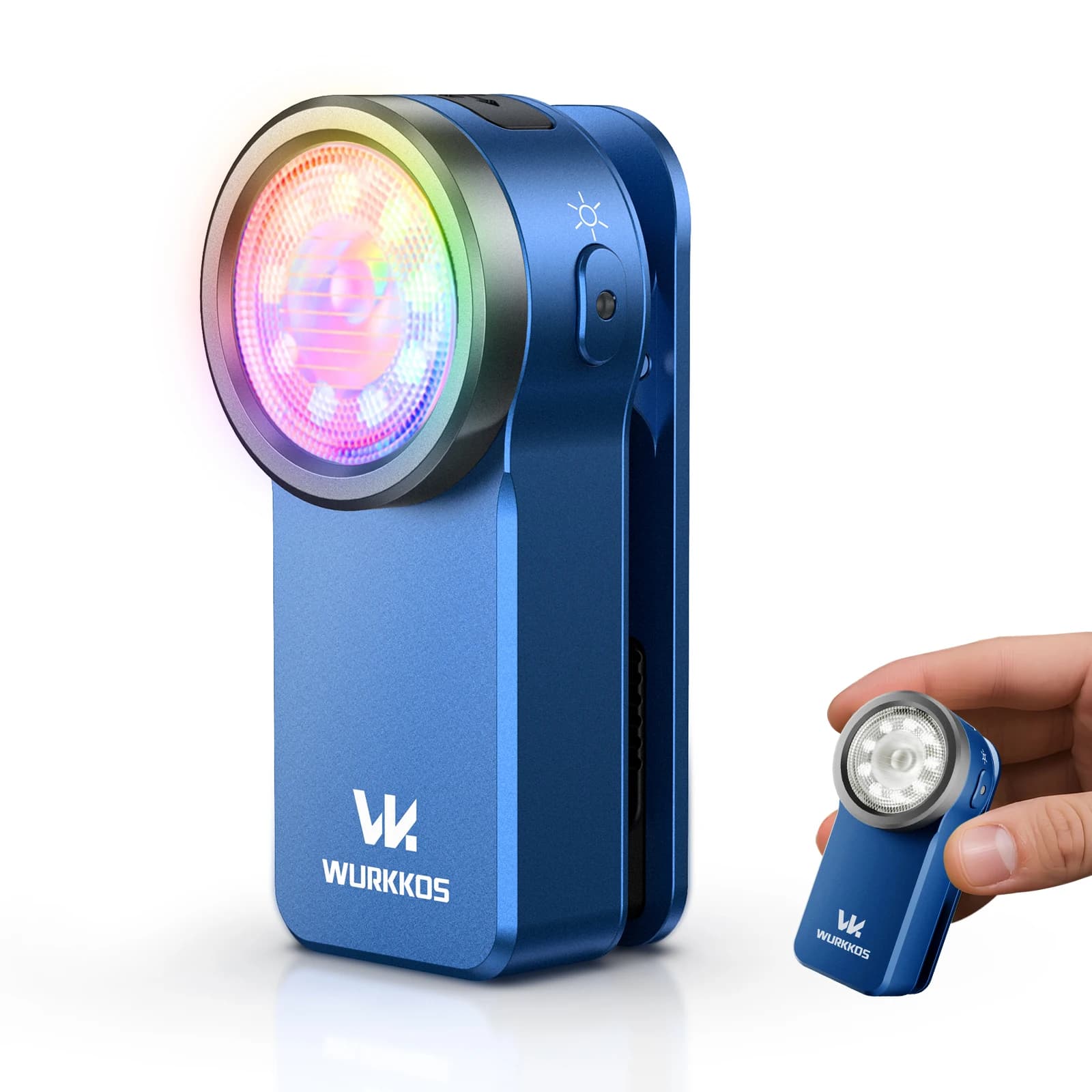 Wurkkos HD03 680LM Mini Lampe Clip USB Rechargeable, Lampe de Poche Portable RGB avec Aimant, Projec